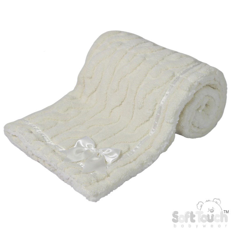 Cream Cable Knit Wrap w/Large Bow No. FBP234-C