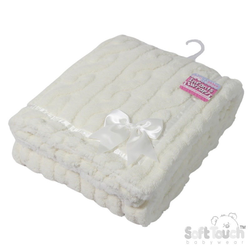 Cream Cable Knit Wrap w/Large Bow No. FBP234-C