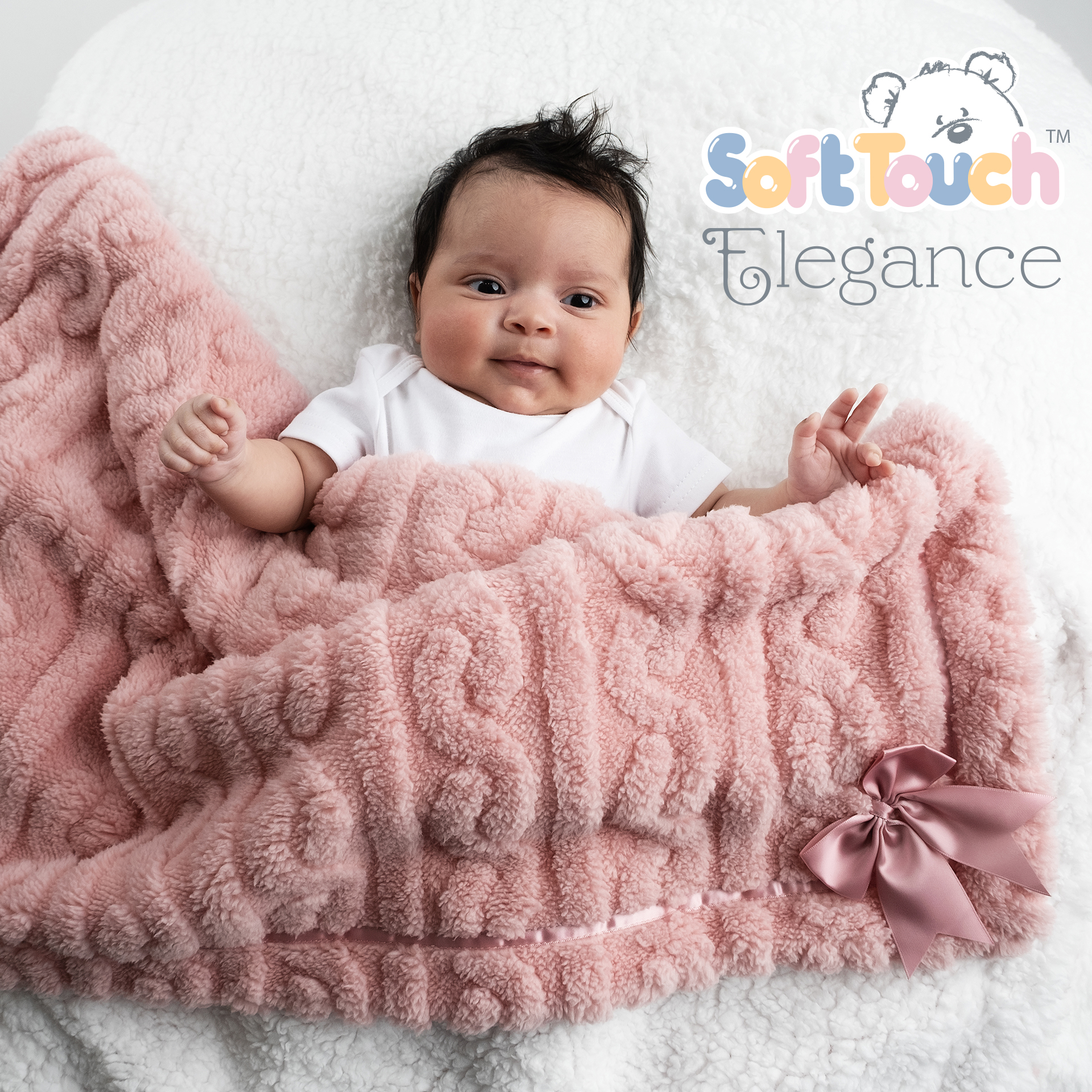 Dusty Pink Cable Knit Wrap w/Large Bow No. FBP234-DP