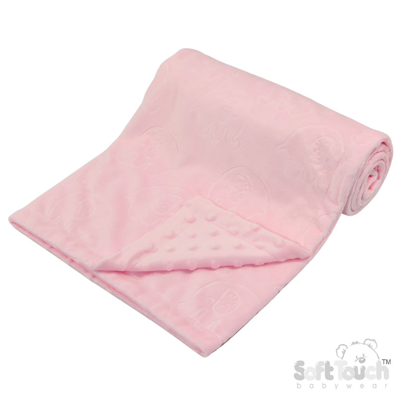 Pink Elephant Embossed Mink Wrap w/ Bubble Mink Back No. FBP236-P