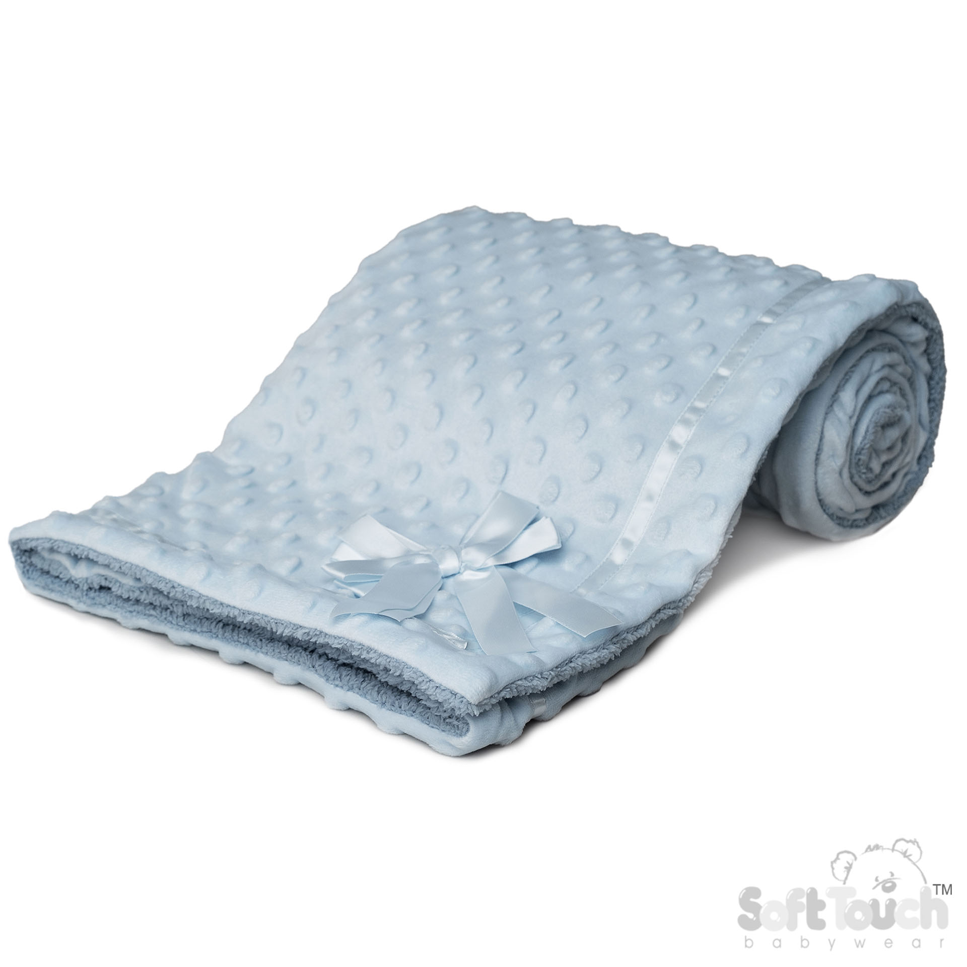 Blue Bubble Wrap w/Sherpa Back, Satin Trim & Bow : FBP242-B