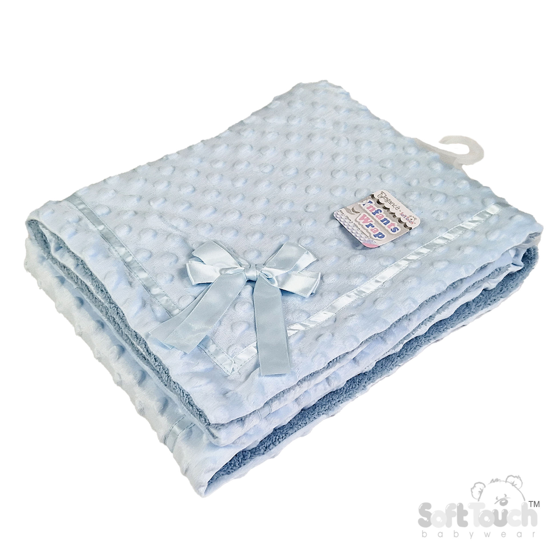 Blue Bubble Wrap w/Sherpa Back, Satin Trim & Bow : FBP242-B
