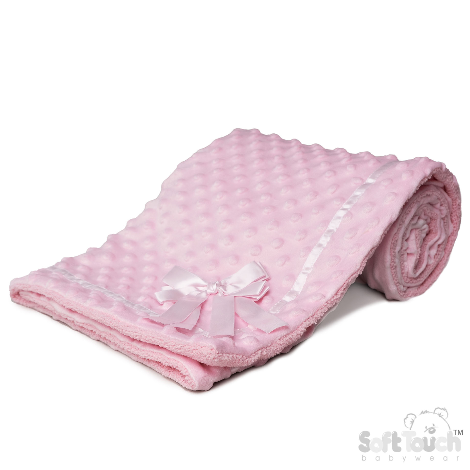 Pink Bubble Wrap w/Sherpa Back, Satin Trim & Bow : FBP242-P