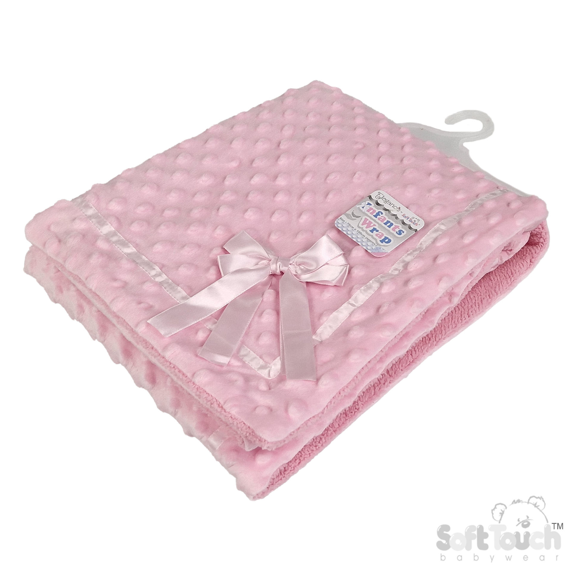 Pink Bubble Wrap w/Sherpa Back, Satin Trim & Bow : FBP242-P
