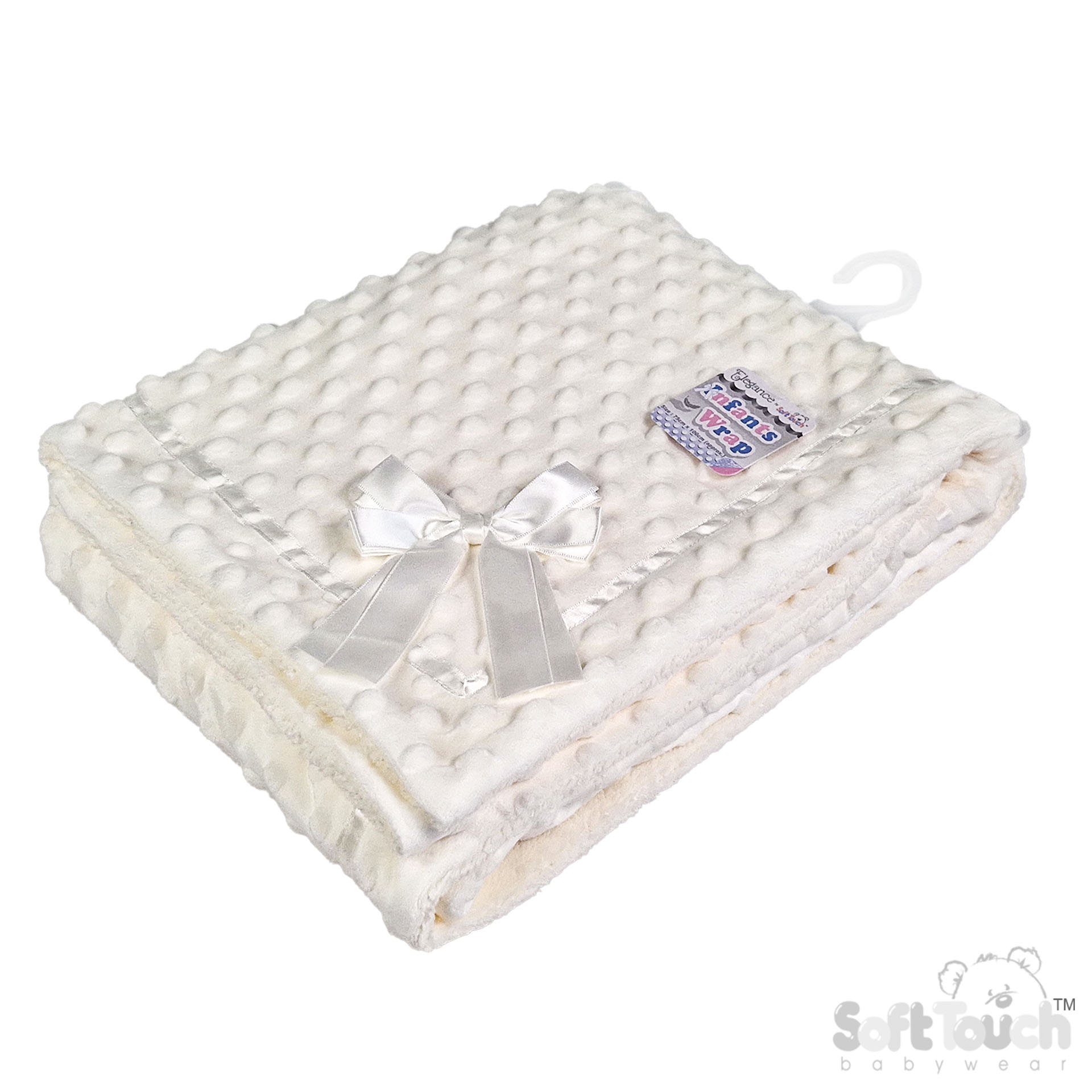 White Bubble Wrap w/Sherpa Back, Satin Trim & Bow : FBP242-W