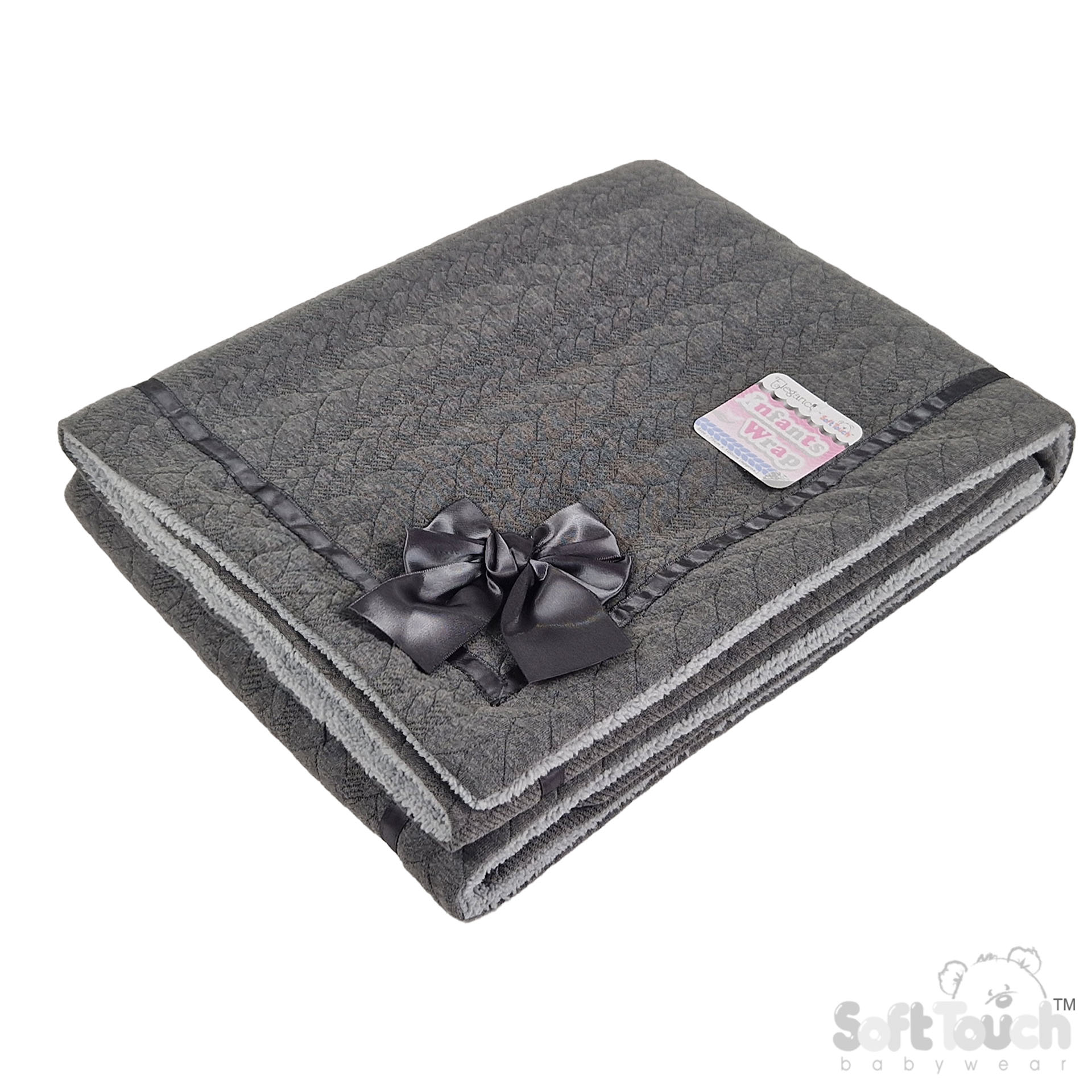 Charcoal Grey Cable Wrap w/Sherpa Back : FBP246-CG