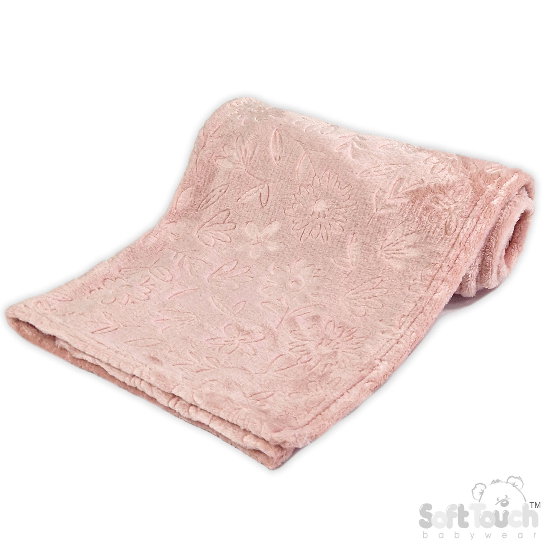 Dusty Pink Floral Embossed Flannel Wrap - FBP305-DP