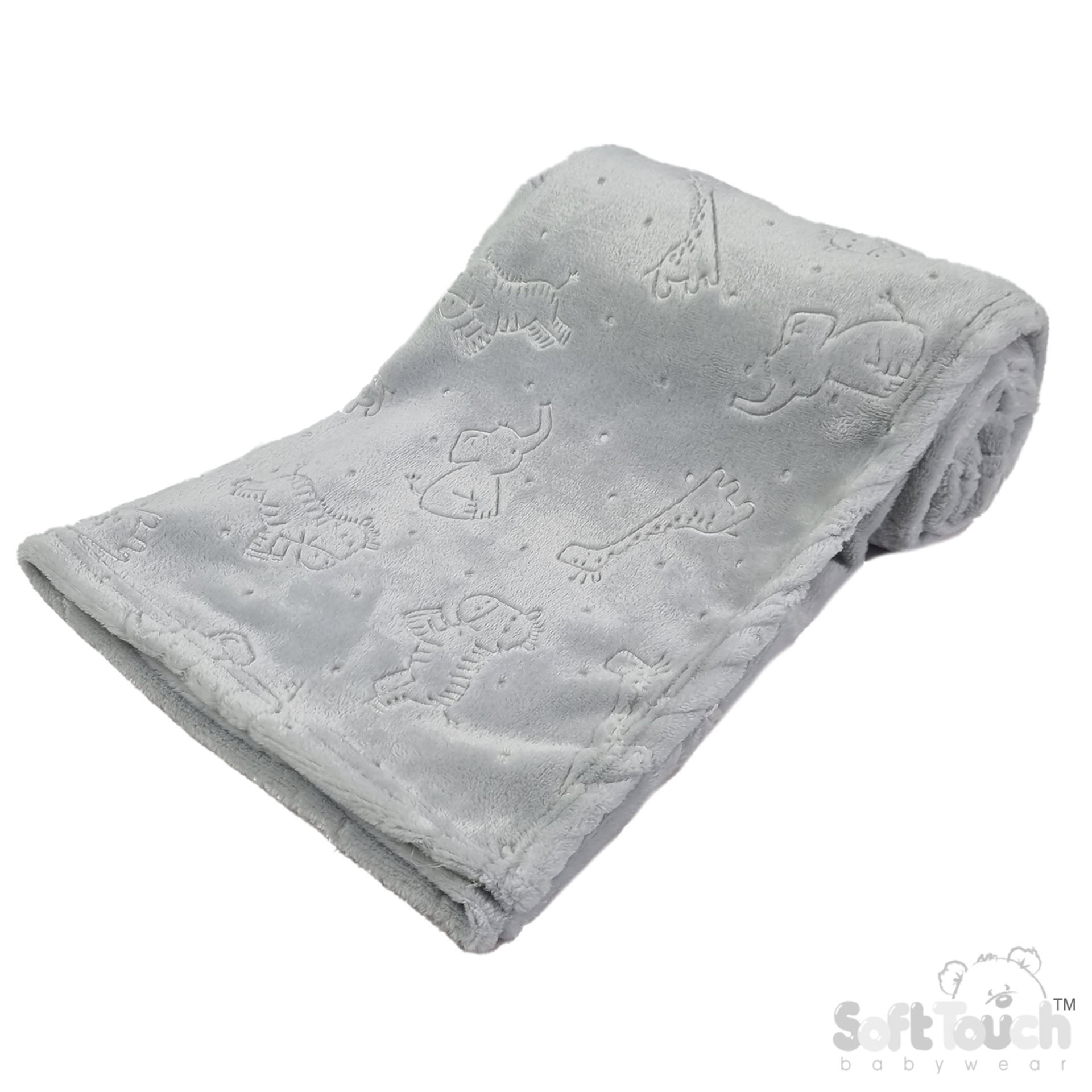 Grey Animal Embossed Flannel Wrap - FBP305-G