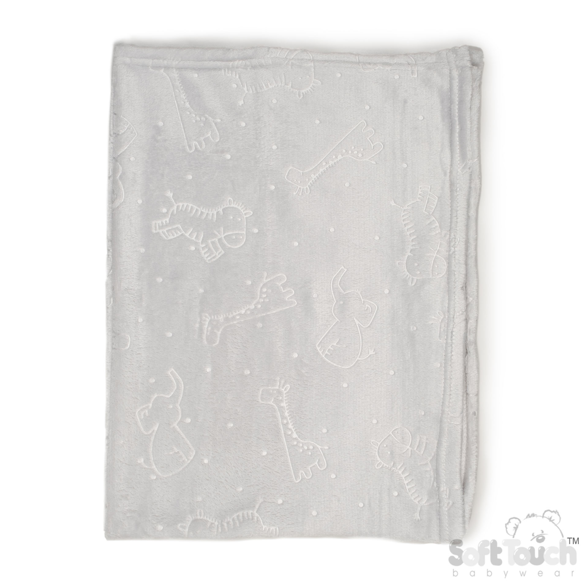 Grey Animal Embossed Flannel Wrap - FBP305-G