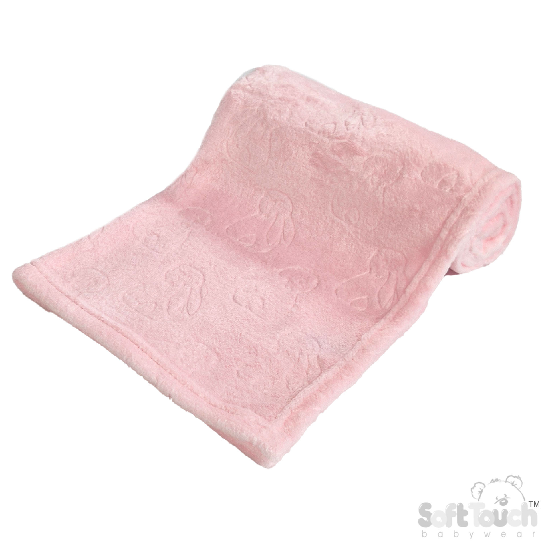 Pink Bunny Embossed Flannel Wrap - FBP305-P