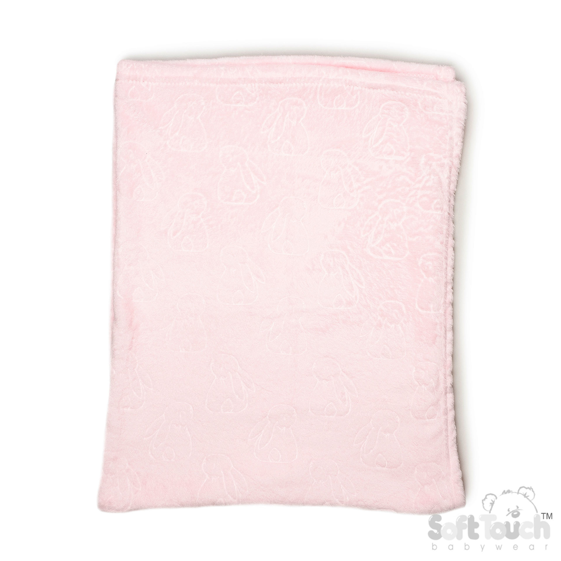 Pink Bunny Embossed Flannel Wrap - FBP305-P