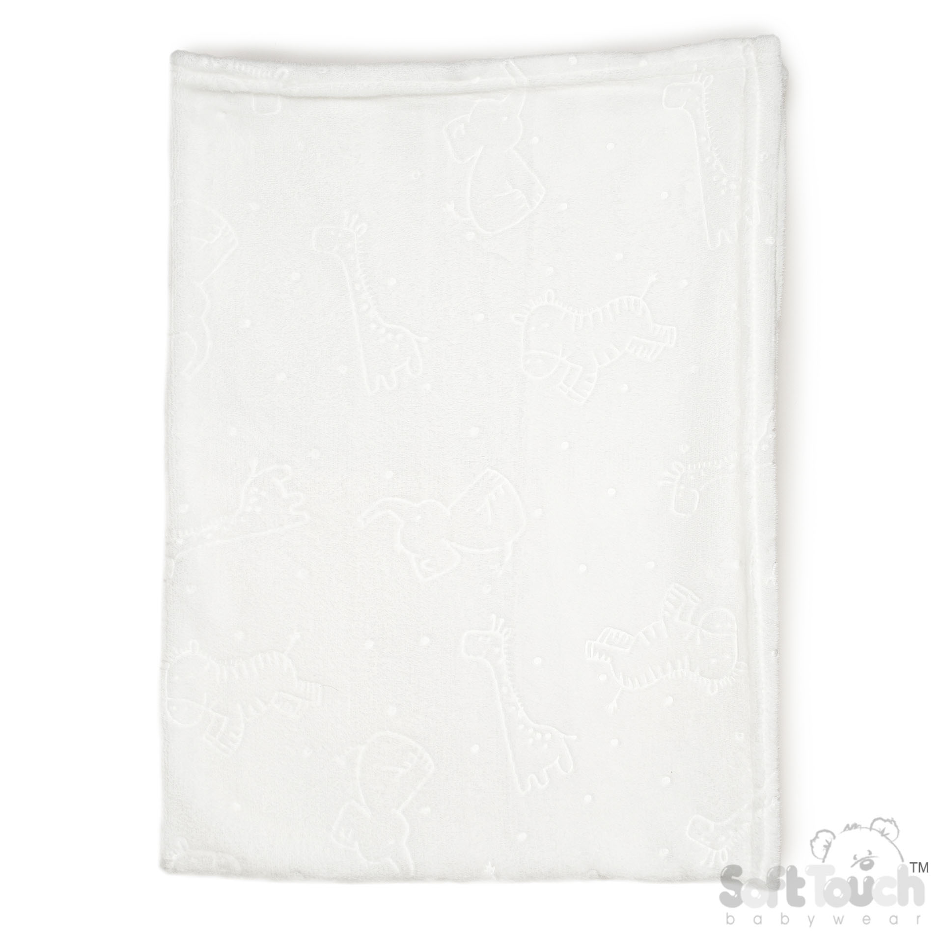 White Animal Embossed Flannel Wrap - FBP305-W