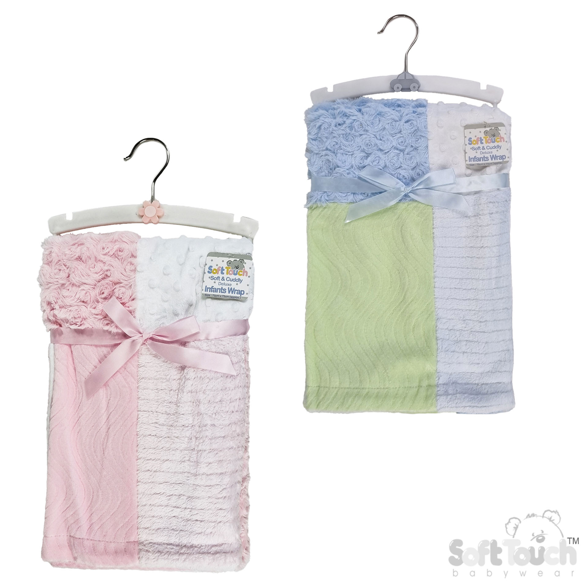 Patchwork Baby Wrap W/Coral Fleece No.FBP64
