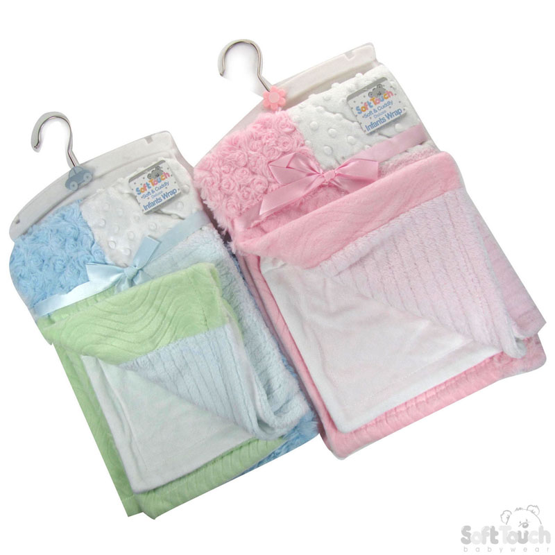 Patchwork Baby Wrap W/Coral Fleece No.FBP64