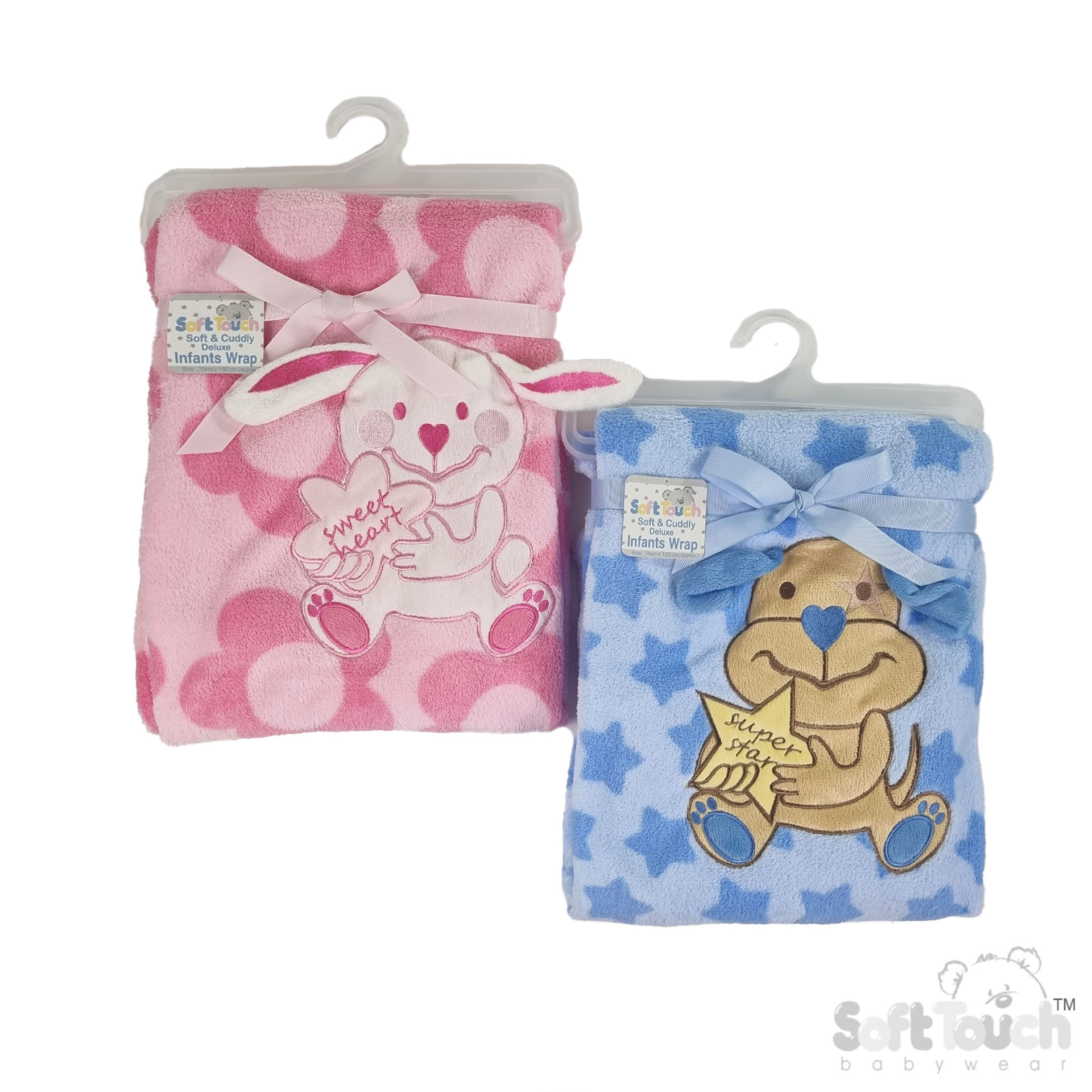 Printed Baby Wrap W/Dog & Rabbit No. FBP74