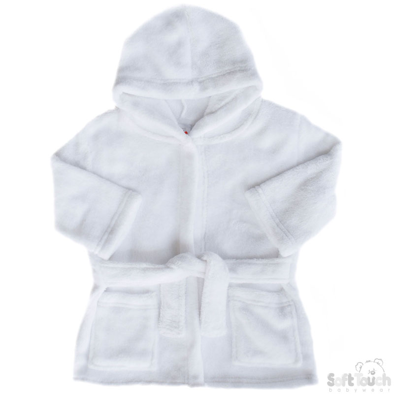 Infants White Fleece Robe No. FBR15-W