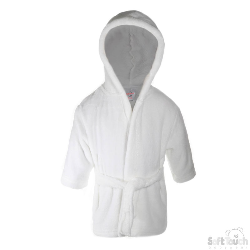 Infants White Fleece Robe No. FBR22-W-0-6m
