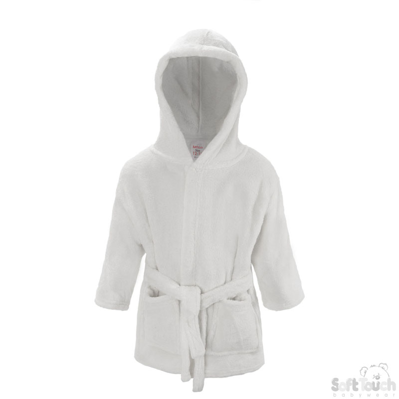 Infants White Fleece Robe No. FBR22-W-12-18m