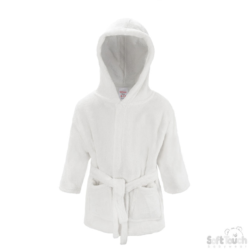 Infants White Fleece Robe No. FBR22-W-6-12m