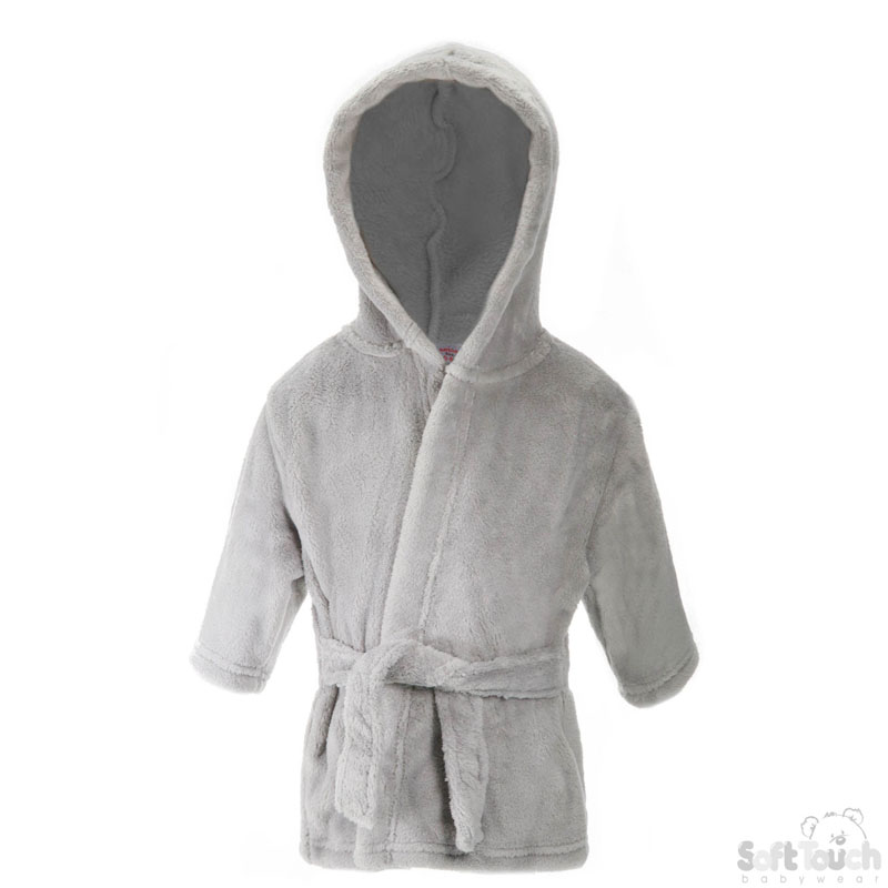 Infants Grey Fleece Robe No.FBR23-G-0-6m