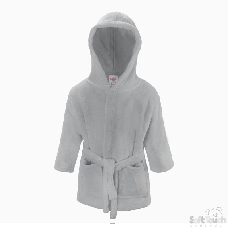 Infants Grey Fleece Robe No. FBR23-G-6-12m
