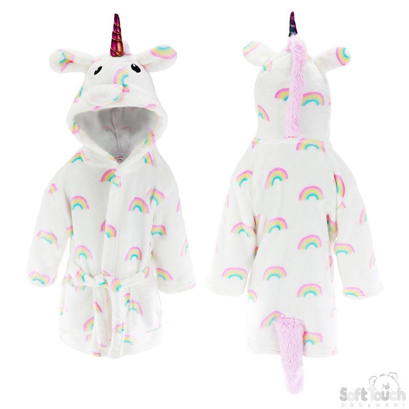 Rainbow Print/Unicorn Hooded Robe No. FBR30
