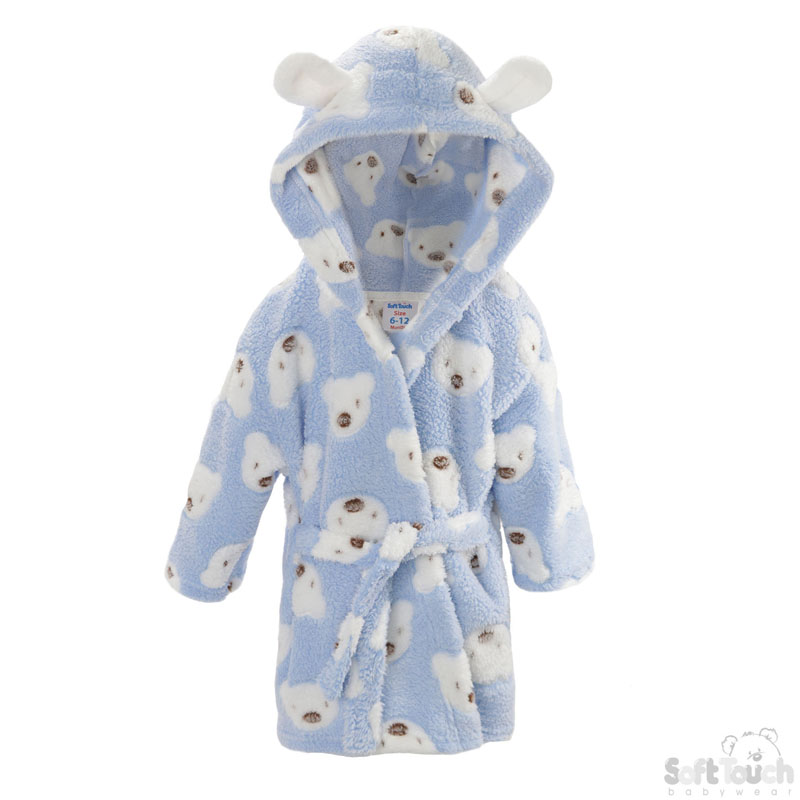 Blue Bear Print Hooded Robe No. FBR39-B