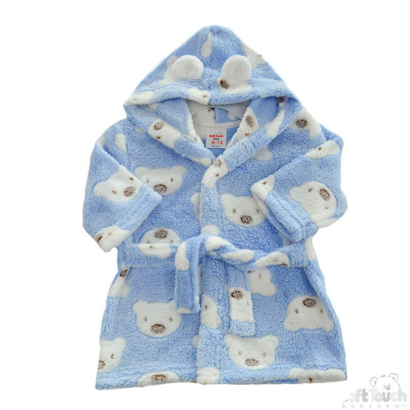 Blue Bear Print Hooded Robe No. FBR39-B