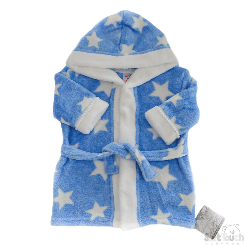 Blue 'Star' Hooded Robe W/Pom Pom Trim NO. FBR40-BP