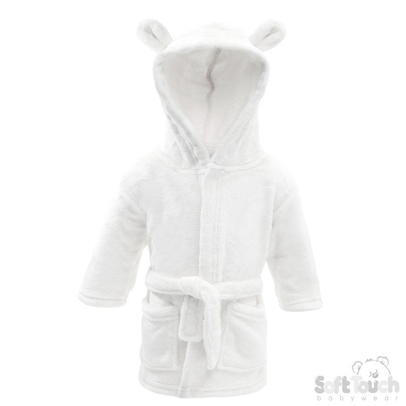White Hooded Robe w/Ears : FBR52-W-6-12m