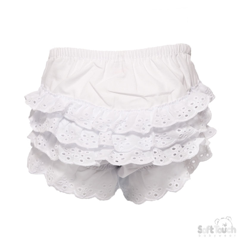 White Cotton Frilly Pants No. FP01-W