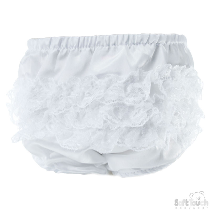 White Satin Frilly Pants No. FP03-SW