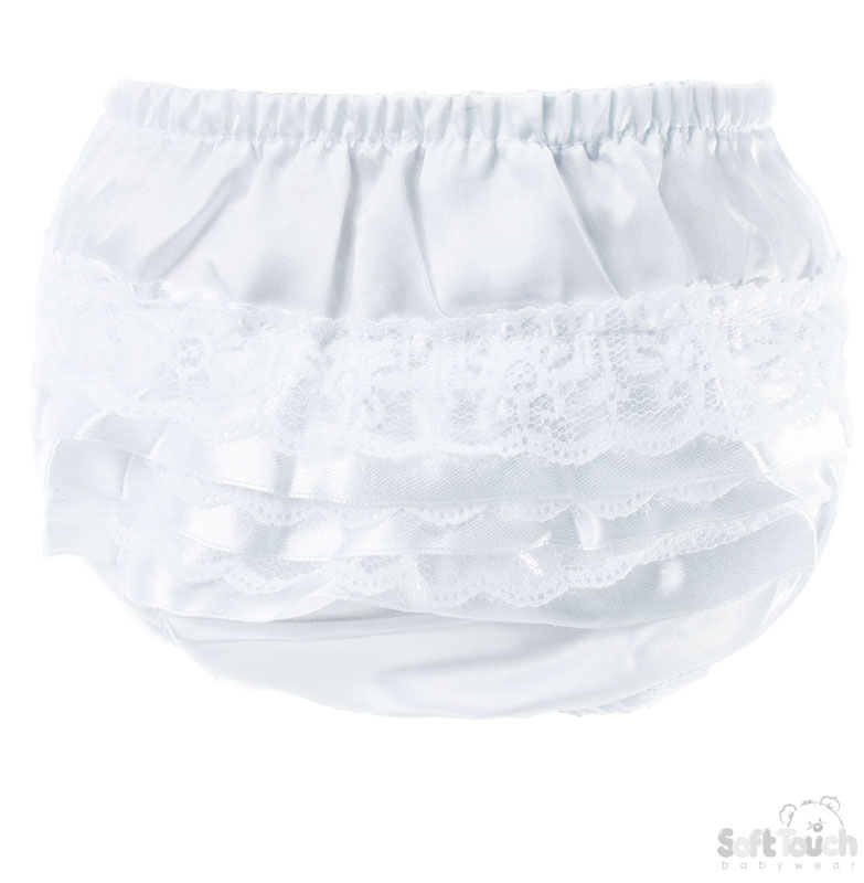 White Satin Frilly Pants No. FP07-SW