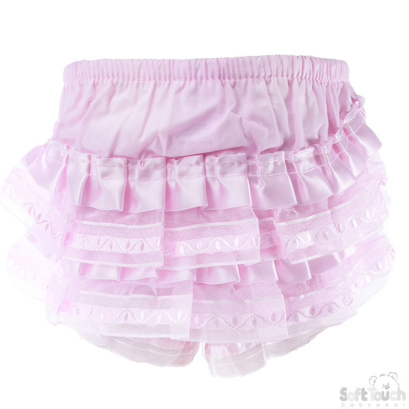 Pink Cotton Frilly Pants W/Satin Frill No. FP09-P