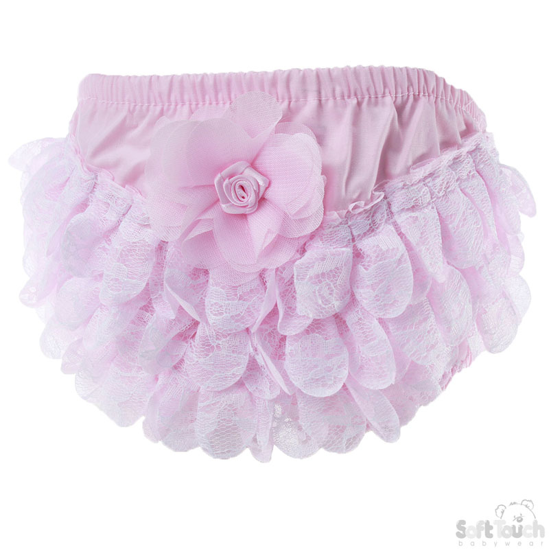 Pink Cotton Frilly Pants W/Lace No. FP14-P