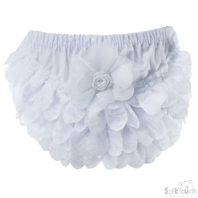 White Cotton Frilly Pants W/Lace No. FP14-W