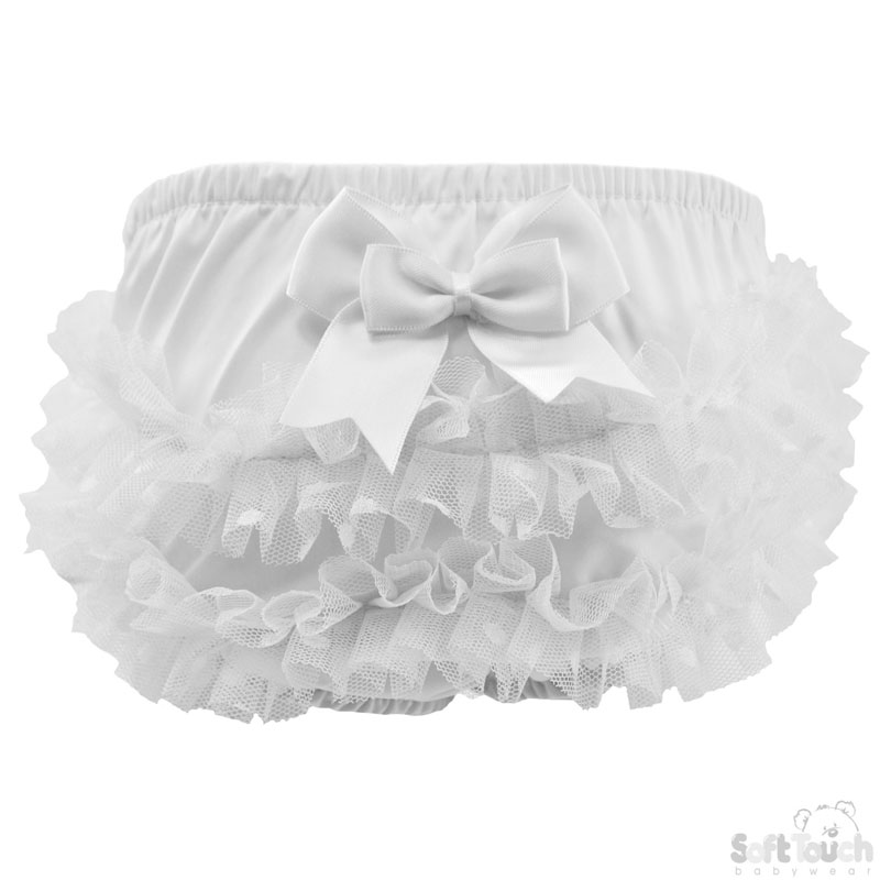 White Frilly Pants W/Dotty Lace : FP20-W