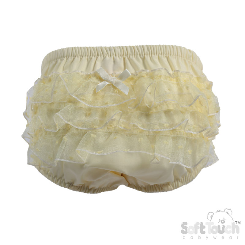 Lemon Spotty Lace Frilly Pants W/Bow : FP24-LEM
