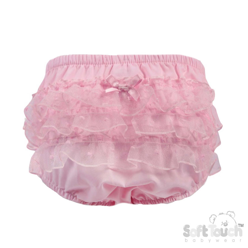 Pink Spotty Lace Frilly Pants W/Bow : FP24-P