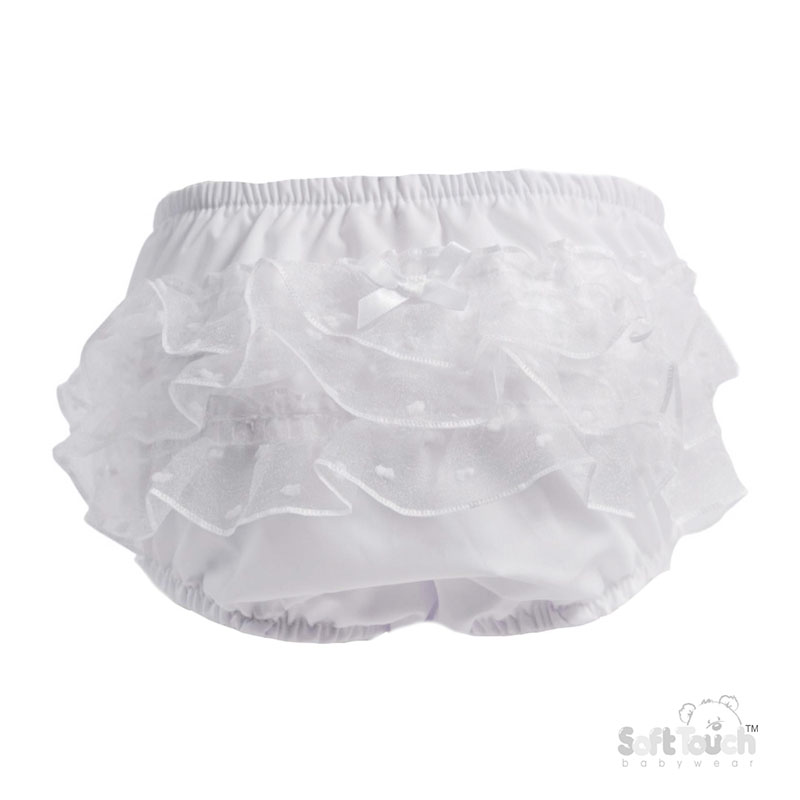 White Spotty Lace Frilly Pants W/Bow : FP24-W
