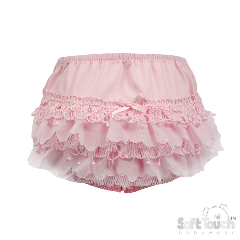 Pink Bell Lace Frilly Pants w/Bow No. FP26-P