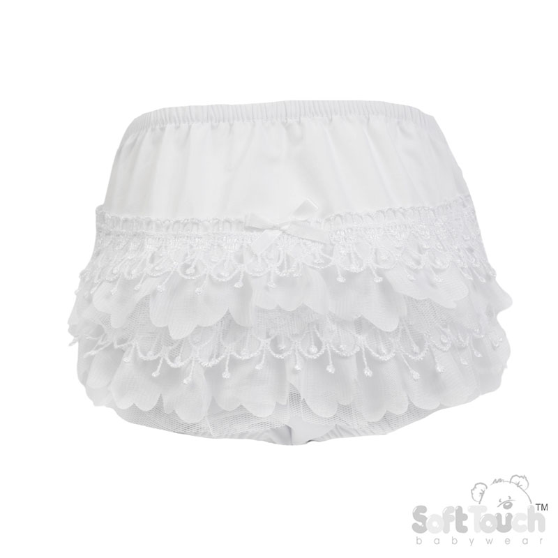 White Bell Lace Frilly Pants w/Bow No. FP26-W