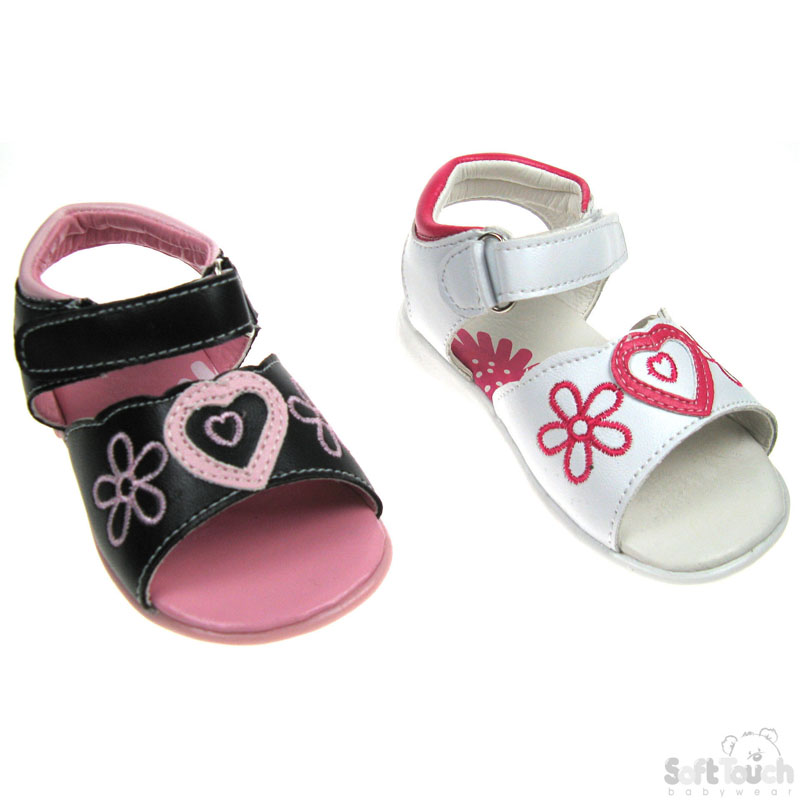 Girls Sandals W/Flower & Heart (Box) No. G1882