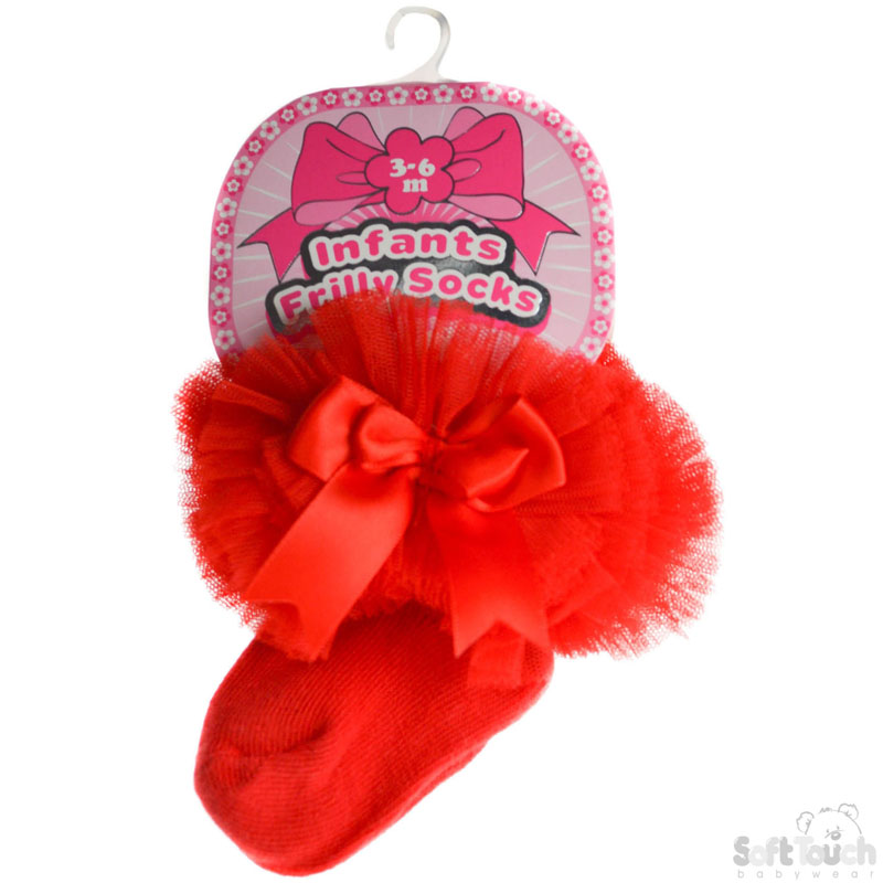 Small Red Frilly Socks W/Bow No. GS114-R