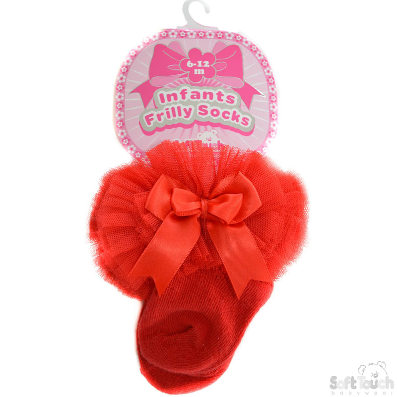 Medium Red Frilly Socks W/Bow No. GS116-R