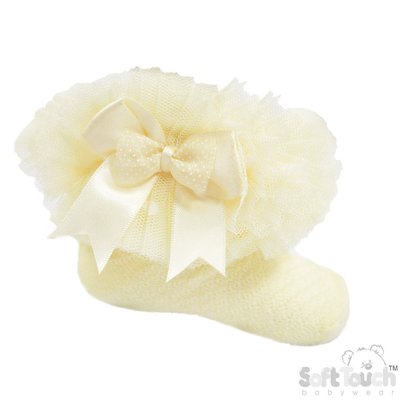 Spotty Tutu Lace Socks w/Spotty Bow : Lemon GS214-LEM