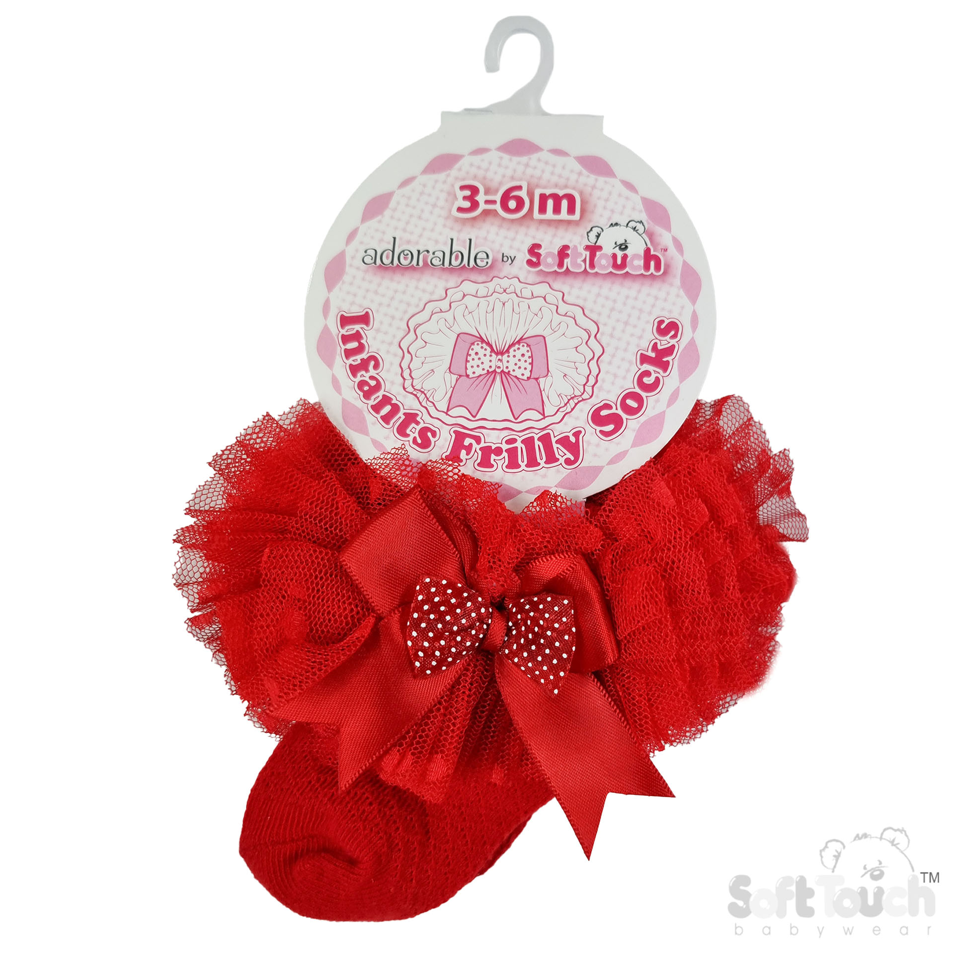 Spotty Tutu Lace Socks w/Spotty Bow : Red GS214-R