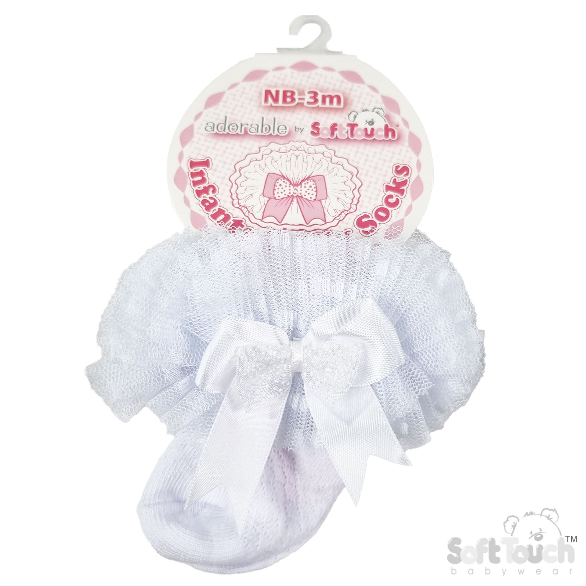 Spotty Tutu Lace Socks w/Spotty Bow : White GS214-W
