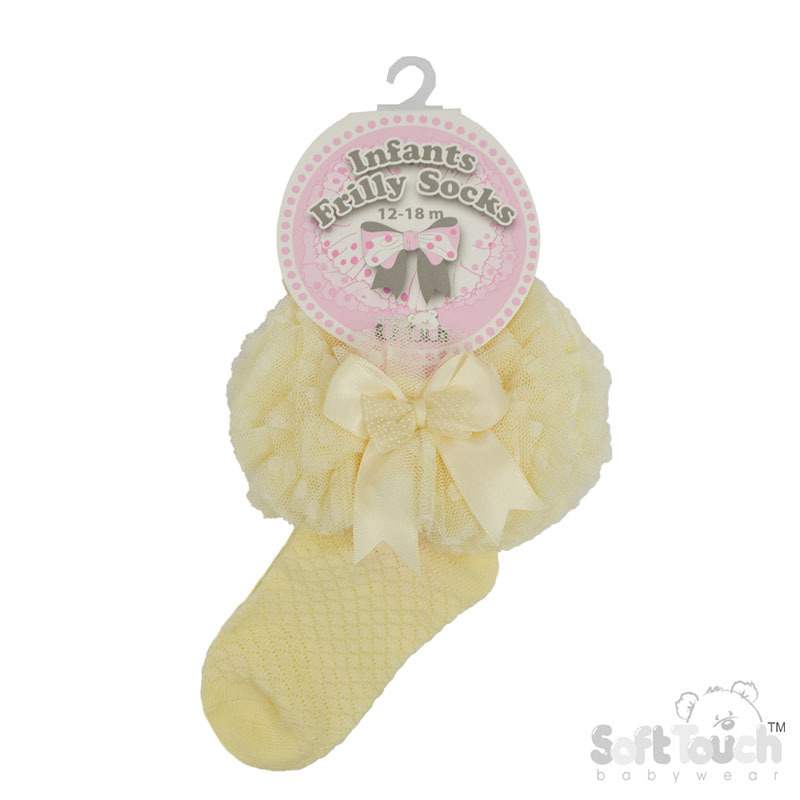 Spotty Tutu Lace Socks w/Spotty Bow : LEMON GS216-LEM