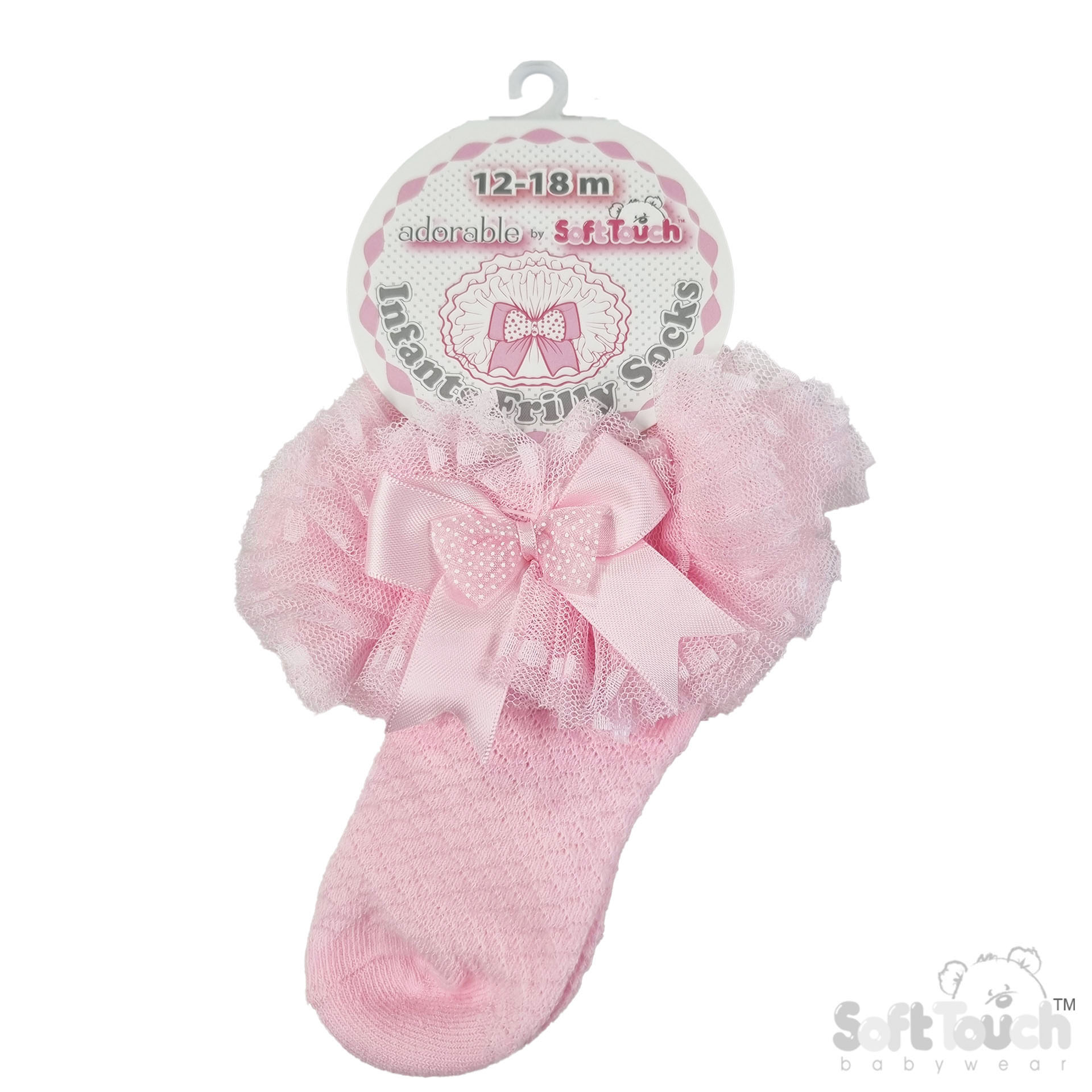 Spotty Tutu Lace Socks w/Spotty Bow : Pink GS216-P